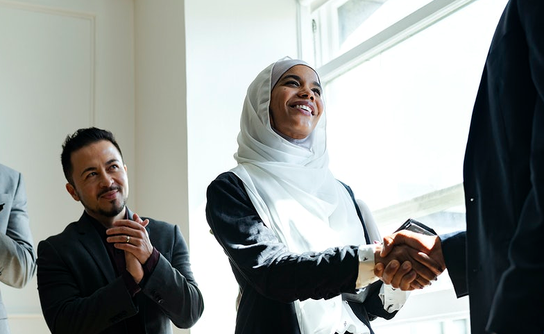 woman in business agreement